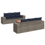 vidaXL Salon de jardin 7 Pièces avec coussins gris résine tressée