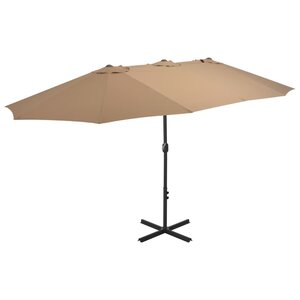 vidaXL Parasol d'extérieur et poteau en aluminium 460x270 cm taupe