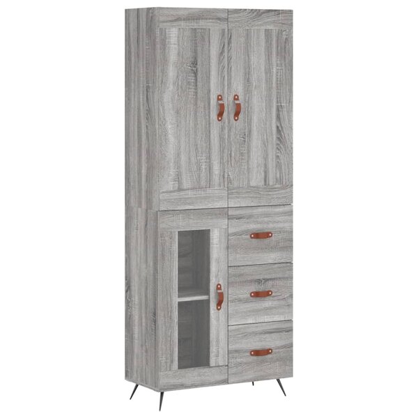 vidaXL Buffet haut Sonoma gris 69 5x34x180 cm Bois d'ingénierie
