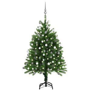 vidaXL Arbre de Noël artificiel pré-éclairé et boules 120 cm vert