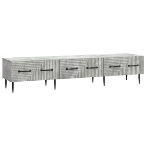vidaXL Meuble TV Gris béton 147 x 34 5 x 30 cm Bois d'ingénierie