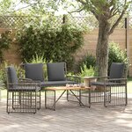 vidaXL Ensemble de meubles d'extérieur 4 Pièces Noir et Gris foncé