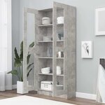 vidaXL Armoire à vitrine Gris béton 82 5x30 5x185 cm Bois ingénierie