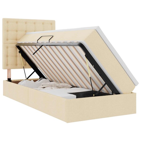 vidaXL Lit de rangement LED avec matelas Crème 90 x 200 cm Tissu