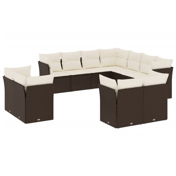 vidaXL Salon de jardin et coussins 11 Pièces marron résine tressée