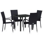 vidaXL Ensemble de salle à manger de jardin 5 pièces Noir Rattan PE