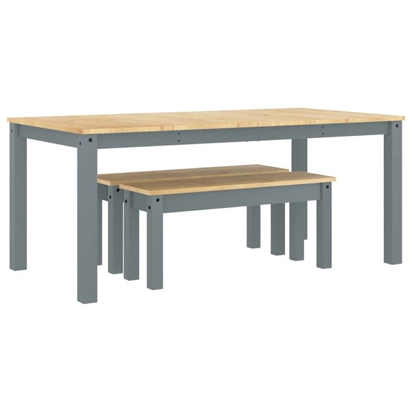 vidaXL Ensemble à manger Panama 3 Pièces gris bois de pin massif