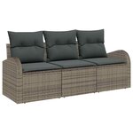 vidaXL Ensemble de canapé de jardin 3 Pièces Gris Poly rotin