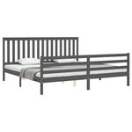 vidaXL Cadre de lit avec tête de lit gris 200x200 cm bois massif