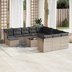 vidaXL Salon de jardin avec coussins 13 Pièces gris résine tressée