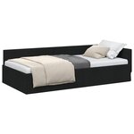 vidaXL Cadre de lit d'angle Noir 90 x 200 cm tissu