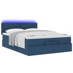 vidaXL Lit ottoman avec matelas et LED bleu 140x190 cm tissu