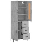 vidaXL Buffet haut Gris béton 69 5x34x180 cm Bois d'ingénierie