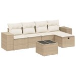 vidaXL Salon de jardin avec coussins 6 Pièces beige résine tressée