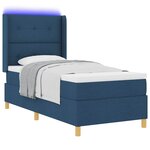vidaXL Lit à ressorts avec bandes LED Bleu 100 x 200 cm tissu