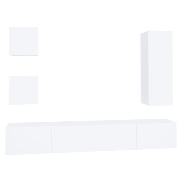 vidaXL Ensemble de meubles TV 5 Pièces Blanc Bois d'ingénierie