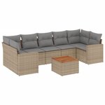 vidaXL Salon de jardin avec coussins 8Pièces mélange beige résine tressée