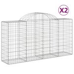 vidaXL Paniers à gabions arqués 2 Pièces 200x50x100/120 cm fer galvanisé