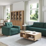 vidaXL Canapé 3 Pièces Vert foncé 221 x 80 x 80 cm Tissu en lin mélangé