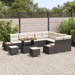 vidaXL Ensemble de canapé de jardin avec coussin 12 Pièces Noir et Crème