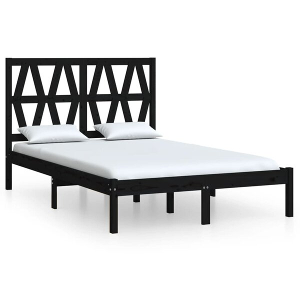 vidaXL Cadre de lit Noir Bois de pin massif 140x190 cm