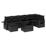 vidaXL Salon de jardin 8 Pièces avec coussins noir résine tressée