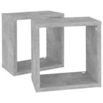 vidaXL Étagères cube murales 2 Pièces Gris béton 26x15x26 cm