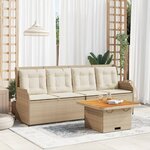 vidaXL Salon de jardin avec coussins 3 Pièces beige résine tressée