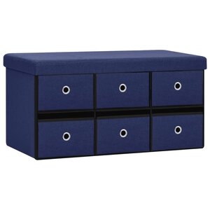 Banc banquette de rangement pliable 76 x 38 x 38 cm faux lin bleu 02_0010816