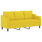 vidaXL Canapé 3 places avec oreillers jaune clair 180 cm tissu