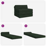 vidaXL Canapé-lit pliable Vert foncé 200 x 70 x 10 cm Tissu