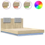 vidaXL Cadre de lit tête de lit et lumières LED chêne sonoma 140x200cm