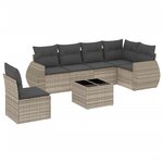 vidaXL Salon de jardin avec coussins 7 Pièces gris clair résine tressée