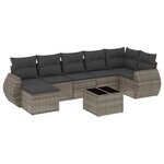 vidaXL Salon de jardin 8 Pièces avec coussins gris résine tressée