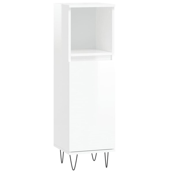 vidaXL Armoire de salle de bain blanc brillant 30x30x100 cm