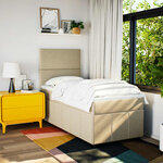 vidaXL Sommier à lattes de lit et matelas Crème 90x190 cm Tissu