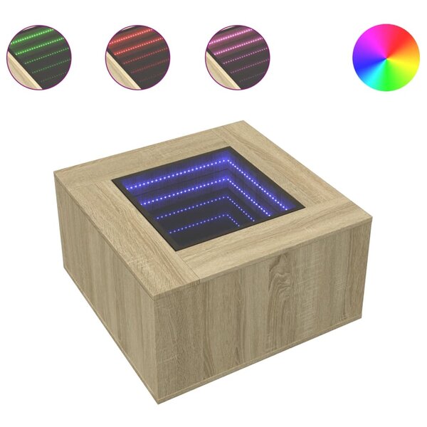 vidaXL Table basse avec LED chêne sonoma 60x60x40 cm bois d'ingénierie