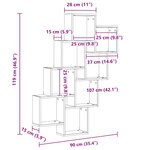 vidaXL Étagère murale cube Blanc 90x15x119 cm Bois d’ingénierie