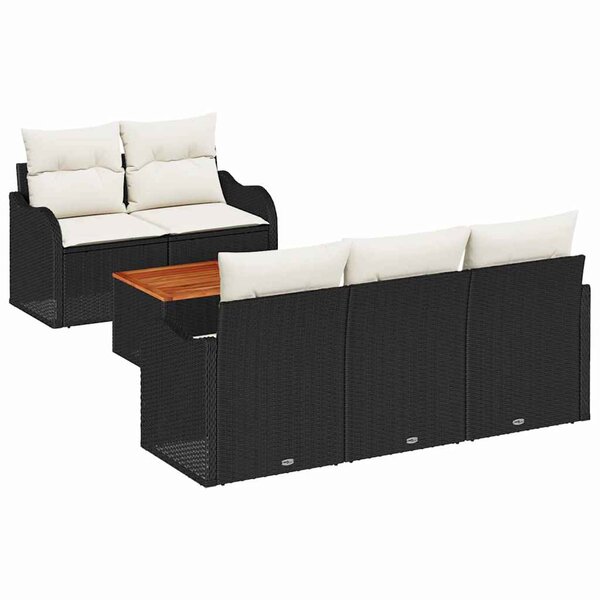 vidaXL Ensemble de canapé de jardin avec coussin 6 Pièces Noir et Crème