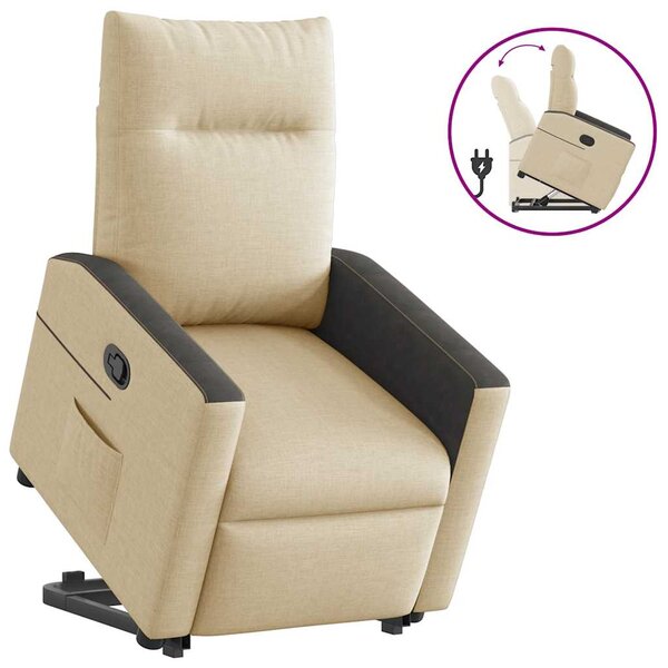 vidaXL Fauteuil inclinable Crème Tissu