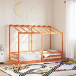 vidaXL Lit pour enfants et toit cire marron 75x190 cm bois massif pin
