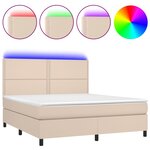 vidaXL Sommier à lattes de lit avec matelas LED Cappuccino 180x200 cm