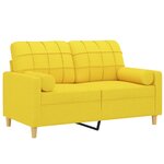 vidaXL Canapé 2 places avec oreillers jaune clair 120 cm tissu