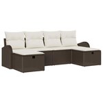 vidaXL Ensemble de canapé de jardin 6 Pièces Marron Poly rotin