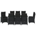 vidaXL Ensemble de jardin de 9 pièces avec coussins Noir en poly rattan
