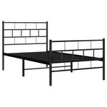 vidaXL Cadre de lit métal sans matelas avec pied de lit noir 107x203cm