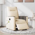vidaXL Fauteuil inclinable de massage électrique crème tissu