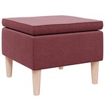 vidaXL Tabouret avec pieds en bois Rouge bordeaux Tissu