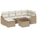 vidaXL Ensemble de Salle à Manger de Jardin 7 Pièces avec Coussins Rattan Poly Marron