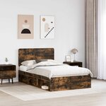 vidaXL Cadre de lit Chêne fumé 120 x 190 cm Bois de pin massif